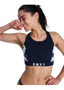 Crop-Bikini-Top Roxy "Roxy Active", Damen, Gr. XL, Cup B, anthrazit im fleur real, Obermaterial: 75% Nylon, 25% Elasthan;, Bikini-Oberteile Crop-Bikini-Top