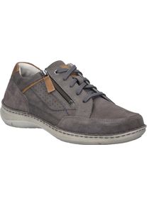Sneaker Josef Seibel "New Anvers 11", Herren, Gr. 49, asphalt, kombi, Leder, kontrastfarbene Details, Schuhe Sneaker, Halbschuhh, Schn&uuml;rschuh, Komortschuh in Schuhweite K (=extraweit)