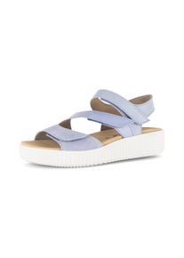 Riemchensandale Gabor, Damen, Gr. 44, hellblau, Glattleder, Lackleder, Veloursleder, Schuhe Riemchensandale, Plateau, Bequemschuh, Sandalette, Sommerschuh mit Ziern&auml;hten