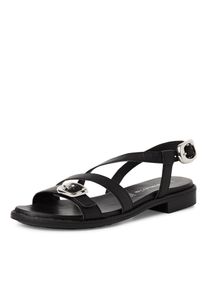 Sandalette Tamaris, Damen, Gr. 42, schwarz, Leder, unifarben, Schuhe Sandalette, Blockabsatz, Riemchensandale mit Rahmennaht