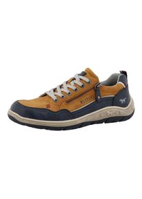 Sneaker Mustang Shoes "Benedetto", Herren, Gr. 50, ockerfarben, Lederimitat, Schuhe Sneaker, Halbschuh, Schn&uuml;rschuh, Freizeitschuh mit markantem Kontrastbesatz