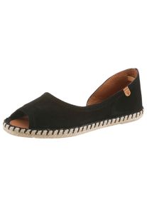 Espadrille VERBENAS "CRUZ SERRAJE", Damen, Gr. 39, schwarz, Veloursleder, unifarben, Schuhe Espadrille, Sommerschuh, Flat, Slipper, Ballerina in asymmetrischem Look