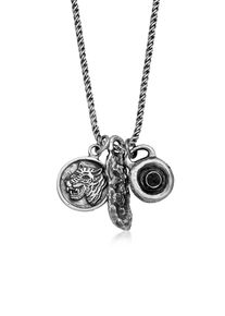 Lange Kette HAZE & GLORY "Halskette Anh&auml;nger - Trinity Lava Tigerkopf Barren 925 Silber" Gr. 60, silber, Halsketten, Herren, Silber 925 (Sterlingsilber), Lange Kette