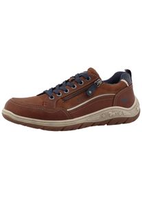 Sneaker Mustang Shoes "Benedetto", Herren, Gr. 46, cognac, Lederimitat, Textil, Schuhe Sneaker, Freizeitschuh, Halbschuh, Schn&uuml;rschuh mit seitlichem Rei&szlig;verschluss