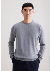 Strickpullover Seidensticker "Schwarze Rose", Herren, Gr. XL, grau, 100% Kaschmir, unifarben, regular fit, Rundhals, Pullover Strickpullover, 1/1 Rundhals Uni