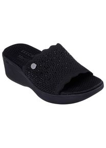 Pantolette Skechers "PIER-LITE-LIGHT ESSENCE", Damen, Gr. 40, schwarz unifarben, Textil, Glitzer, Schuhe Pantolette, Sommerschuh, Strandschuh mit Luxe Foam und Glitzerdetails