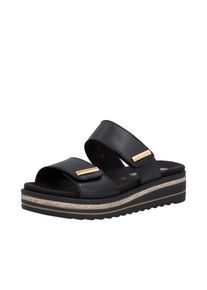 Pantolette Remonte, Damen, Gr. 44, schwarz, Leder, unifarben, Schuhe Pantolette, Sommerschuh, Hausschuh, Plateauschuh mit Softfu&szlig;bett