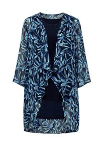 Klassische Bluse GOLDNER "Kurzgr&ouml;&szlig;e Elegantes Set aus Chiffonh&uuml;lle mit Top", Damen, Gr. 19, blau (mitternachtsblau, royalblau, gemustert), Obermaterial: 100% Polyester PES., festlich, normal, Sonstiges, Blusen Klassische Bluse, Ohne