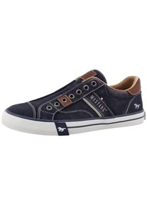 Slip-On Sneaker Mustang Shoes "Calogero", Damen, Gr. 50, navy, Baumwolle, Schuhe Slip-On Sneaker, Slipper, Freizeitschuh, Halbschuh mit Kontrastn&auml;hten