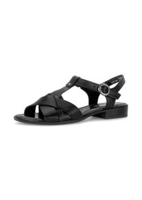 Riemchensandale Gabor "Rhodos", Damen, Gr. 38, schwarz, Nappaleder, Schuhe Riemchensandale, Blockabsatz, Sandalette mit verstellbarem Riemchen, G-Weite