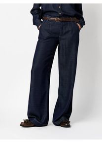Weite Jeans Toni "Liv Tailored", Damen, Gr. 42, N-Gr, blau (dunkelblau), Denim/Jeans, Obermaterial: 82% Viskose, 18% Polyester, unifarben, weit kn&ouml;chellang, Jeans Weite Jeans, mit Ziern&auml;hten