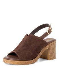 Sandalette Tamaris, Damen, Gr. 36, mokka, Veloursleder, unifarben, Schuhe Sandalette, Blockabsatz, Sommmerschuh mit verstellbarer Schnalle