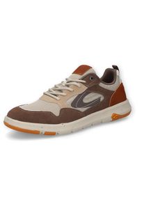 Sneaker Camel Active, Herren, Gr. 47, braun, natur, Leder, Textil, Schuhe Sneaker, Schn&uuml;rschuh, Halbschuh, Freizeitschuh mit Logo-Aufn&auml;her