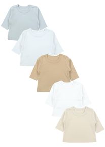 Langarmshirt TUPTAM "Shirt Baby Jungen Langarmshirt 5er Set", M&auml;dchen, Gr. 74, braun (grau_braun_wei&szlig;_beige), Obermaterial: 100% Baumwolle CO., Shirts Langarmshirt