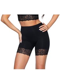 Leggings ALKATO "Slips Damen Longpants mit Spitze und Bein", Damen, Gr. 3XL, N-Gr, schwarz, Obermaterial: 92% Baumwolle CO. 8% Elasthan EL., Hosen Leggings