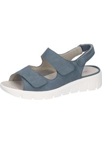 Waldl&auml;ufer Sandale WALDL&Auml;UFER "K-ADEA Soft", Damen, Gr. 5 (38), jeansblau, Nubukleder, Textil, unifarben, Basic, Schuhe Sandale, Sommerschuh, Keilsandalette mit Klettverschl&uuml;sse, Extraweite K