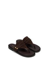 Marc O'Polo Zehentrenner MARC O'POLO "Stina", Damen, Gr. 42, dunkelbraun, Veloursleder, unifarben, Schuhe Zehentrenner, Sommerschuh, Strandschuh, Urlaubsschuh mit Memory Foam