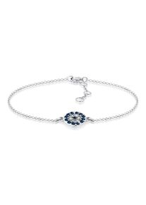 Armkette Elli "Armband Bl&uuml;te Kreis Silbert, mit Kristallen von Swarovski" Gr. 170, blau, Armb&auml;nder, Damen, Silber 925 (Sterlingsilber), Armkette
