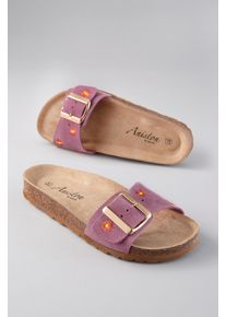 Pantolette ANISTON SHOES, Damen, Gr. 41, lila, Veloursleder, Schuhe Pantolette, Sommerschuh, Hausschuh, Urlaubsschuh - NEUE KOLLEKTION