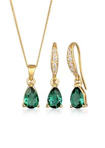 Ohrring und Ketten Set Elli "Schmuckset Kette Ohrh&auml;nger Quarz Topas 925 Silber" Gr. 45, gold, Schmuck_Sets, Damen, Blacklist, Silber 925 (Sterlingsilber), Ohrring und Ketten Set