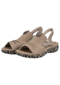 Sandale Rieker, Damen, Gr. 43, beige, leo, Lederimitat, Schuhe Sandale, Sommerschuh, Urlaubsschuh, Schlupfschuh mit seitlichen Gummiz&uuml;gen