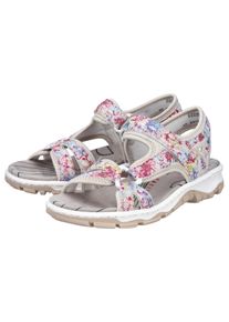 Riemchensandale Rieker, Damen, Gr. 42, creme multicolor, Lederimitat, Textil, mehrfarbig, Schuhe Riemchensandale, Sommerschuh, Sandalette, Outdoorschuh in Trekking-Optik