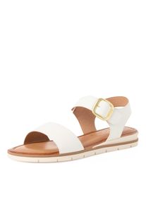 Riemchensandale Tamaris, Damen, Gr. 42, wei&szlig;, Glattleder, Schuhe Riemchensandale, Plateau, Sommerschuh, Sandalette im Basic-Look