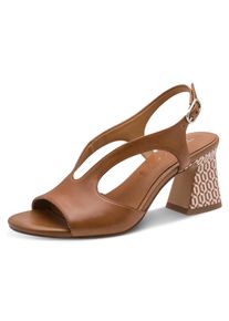 Sandalette Tamaris, Damen, Gr. 41, cognac, Glattleder, unifarben, Schuhe Sandalette, Partyschuh, Businessschuh mit raffinierter Absatzgestaltung