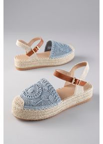 Plateausandale ANISTON SHOES, Damen, Gr. 41, hellblau, braun, Lederimitat, Textil, Schuhe Plateausandale, H&auml;kel-Sandale, Sommerschuh, Urlaubsschuh - NEUE KOLLEKTION