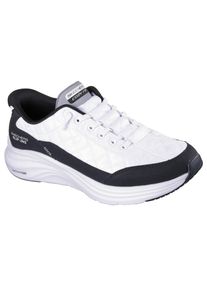 Slip-On Sneaker Skechers "CONTOUR FOAM", Damen, Gr. 43, wei&szlig;, schwarz, Leder, Lederimitat, Textil, Schuhe Slip-On Sneaker, Slipper, Schn&uuml;rschuh in veganer Verarbeitung, Cozy Fit&trade;-Komfort