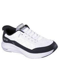 Slip-On Sneaker Skechers "CONTOUR FOAM", Damen, Gr. 45, wei&szlig;, schwarz, Leder, Lederimitat, Textil, Schuhe Slip-On Sneaker, Slipper, Schn&uuml;rschuh in veganer Verarbeitung, Cozy Fit&trade;-Komfort