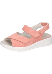 Waldl&auml;ufer Sandale WALDL&Auml;UFER "K-ADEA", Damen, Gr. 5,5 (38,5), melone, Veloursleder, unifarben, Basic, Schuhe Sandale, Keilsandalette, Sommerschuh, Bequemschuh, Klettverschl&uuml;sse, K-Weite