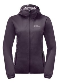 Softshelljacke Jack Wolfskin "WINDHAIN HOODY W", Damen, Gr. M (38/40), lila (midnight, plum), Hauptmaterial: 100% Polyester, Jacken Softshelljacke