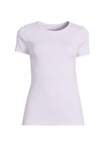 LANDS' END Kurzarm-Baumwollrippshirt mit Rundhalsausschnitt, Damen,  Lila, Baumwolle, by Lands' End