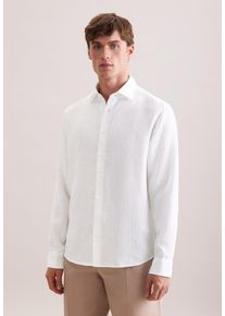 Leinenhemd Seidensticker "Schwarze Rose", Herren, Gr. XXL (46), normale &Auml;rmell&auml;ngen, wei&szlig;, 100% Leinen, unifarben, tailored fit, 2-Knopf-Manschette, Hemden Leinenhemd, Shaped 1/1 Kentkragen Uni