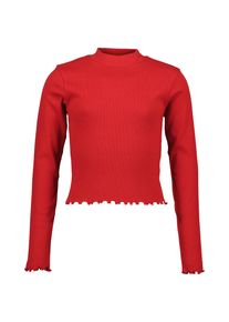 Langarmshirt Blue Seven, M&auml;dchen, Gr. 164, rot (hoch rot), Single Jersey, Obermaterial: 95% Baumwolle, 5% Elasthan, unifarben, regular fit taillenlang, Rundhals, gewellter Abschluss, Shirts Langarmshirt, mit schmalem Stehkragen und tollen Wellenkanten