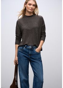 Langarmshirt Street One, Damen, Gr. 38, rustic braun meliert, Jersey, Obermaterial: 80% Viskose, 15% Polyester, 5% Elasthan, meliert, regular fit normal, ohne Ausschnitt, Shirts Langarmshirt, mit Tunnelzug am Saum