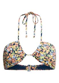 Triangel-Bikini-Top Roxy "Printed Beach Classics", Damen, Gr. XL, Cup B, blau (mood indigo ditsy love), 87% Nylon, 13% Elasthan, Bikini-Oberteile Triangel-Bikini-Top