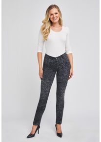 Slim-fit-Jeans WONDERJEANS "Classic", Damen, Gr. 46, L&auml;nge 32, schwarz (leo schwarz grau), Denim/Jeans, Obermaterial: 92% Baumwolle, 6% Elastomultiester, 2% Elasthan, figurbetont kn&ouml;chellang, Jeans Slim-fit-Jeans, Klassischer gerader Schnitt