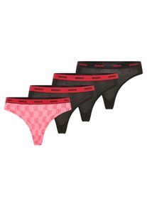 String HUGO UNDERWEAR "TRIPLET THONG DESIGN", Damen, Gr. XL, 3 Stk., medium pink 660, Jersey, Obermaterial: 95% Baumwolle, 5% Elasthan, Unterhosen String, wiederholendes Logo am Bund