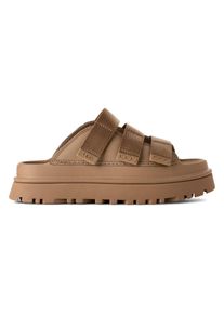 UGG Australia Pantolette UGG "GOLDENGLOW SLIDE", Damen, Gr. 11 (42), beige (sand), Synthetik, Textil, unifarben, Schuhe Pantolette, Plateauschuh, Sandale, Flats mit Fu&szlig;bett