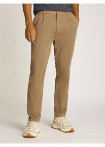 Chinohose Tommy Jeans "TJM CASUAL ELASTICATED PANT", Herren, Gr. S, N-Gr, braun (vintage camel), Twill, Obermaterial: 97% Baumwolle, 3% Elasthan, unifarben, regular fit lang, Hosen Chinohose, mit Bundfalten