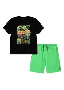 Shirt & Shorts Hurley "HRLB S/S TEE & MESH SHORT SET", Jungen, Gr. 122, volt, Obermaterial: 95% Polyester, 5% Elasthan. Obermaterial Hose: 100% Polyester, KOB Set-Artikel Shirt & Shorts, f&uuml;r Kinder, sportlicher Stil