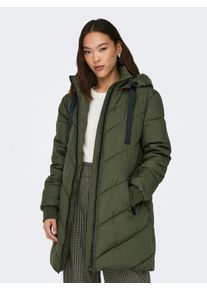 Jacqueline de Yong Steppmantel JDY "JDYSKYLAR LIFE HOOD JACKET OTW NOOS", Damen, Gr. S, gr&uuml;n (forest night detail:schwarz), Web, Obermaterial: 100% Polyester, unifarben, ca. Mitte Oberschenkel, Rippb&uuml;ndchen, M&auml;ntel Steppmantel