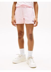 Sweatshorts Tommy Hilfiger "TOMMY SCRIPT SWEATSHORT", M&auml;dchen, Gr. 16 (176), N-Gr, rosa (light pink), Sweatware, Obermaterial: 80% Baumwolle, 20% Polyester, unifarben, regular fit kurz, Hosen Sweatshorts, f&uuml;r Kinder bis 16 Jahre, gl&auml;nzender Logo-Schriftzug