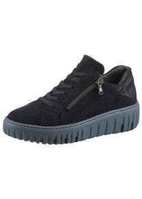 Waldl&auml;ufer Plateausneaker WALDL&Auml;UFER "H-LIVIA", Damen, Gr. 7 (40,5), blau (nachtblau), Nappaleder, Veloursleder, unifarben, Schuhe Plateausneaker, Schn&uuml;rschuh, Halbschuh, Komfortschuh mit herausnehmbarem Lederfu&szlig;bett