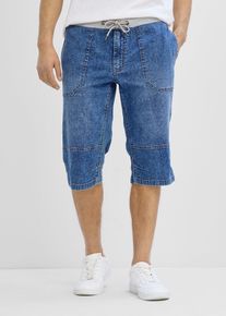 bonprix Leichte Long Schlupf-Jeans-Bermuda mit Dehnbund Relaxed Fit, blau, Gr.58, Modische Schlupf-Jeans-Bermuda mit geripptem Bund, 98% Baumwolle (organic)