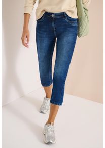3/4-Jeans Cecil "Style Scarlett", Damen, Gr. 25, N-Gr, mid blau used wash, Denim/Jeans, Obermaterial: 78% Baumwolle, 20% Polyester, 2% Elasthan. Futter: 52% Polyester, 48% Baumwolle, unifarben, slim fit 3/4-L&auml;nge, Jeans 3/4-Jeans, Slim Leg Jeans mit Stretch