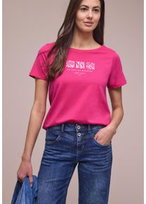 Kurzarmshirt Street One, Damen, Gr. 46, magenta dream, Jersey, Obermaterial: 100% Baumwolle, bedruckt, normal h&uuml;ftbedeckend, Rundhals, abgesteppte Kante, Shirts Kurzarmshirt, Sommershirt mit Print