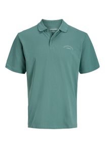Jack & Jones Poloshirt JACK & JONES "JJCOLLEGE LOGO POLO SS", Herren, Gr. S, mineral blau, Jersey, Obermaterial: 100% Baumwolle, unifarben, regular fit, Shirts Poloshirt